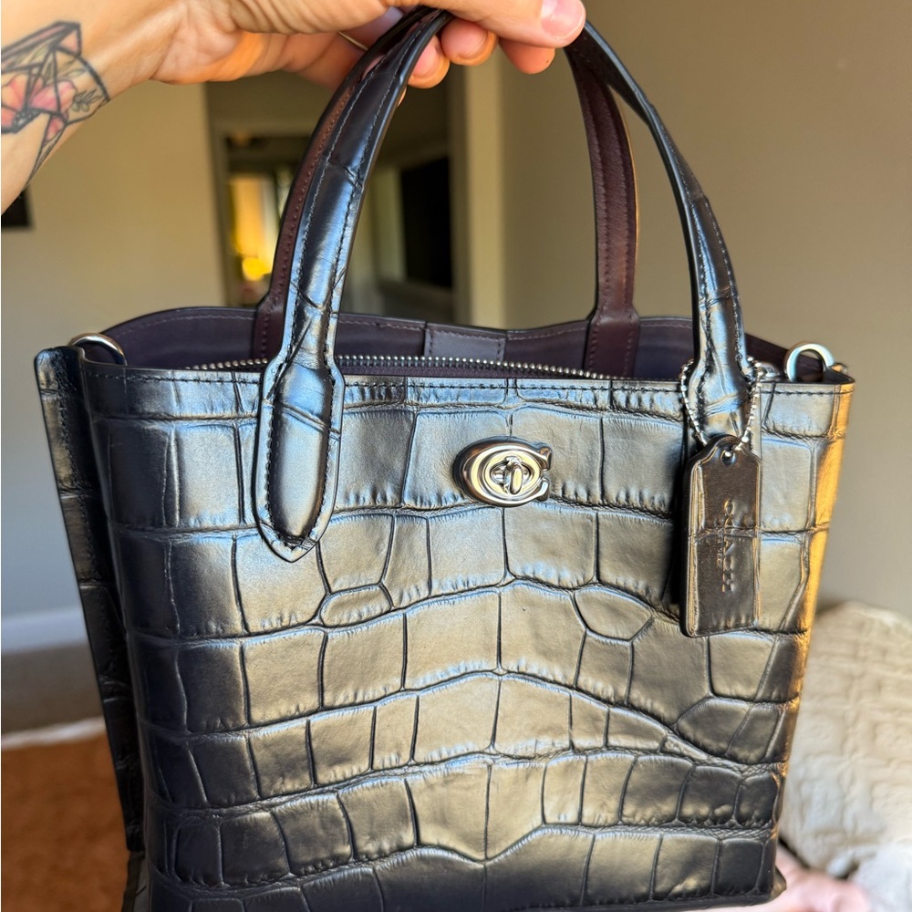Coach Black Croc-Embossed Mini Bag